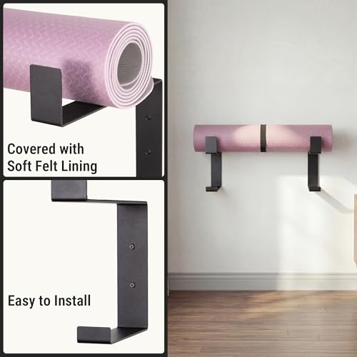 2-Tier Steel Yoga Mat Wall Mount, Adjustable Width, Holds 4 Mats