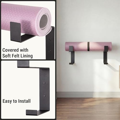 2-Tier Steel Yoga Mat Wall Mount, Adjustable Width, Holds 4 Mats