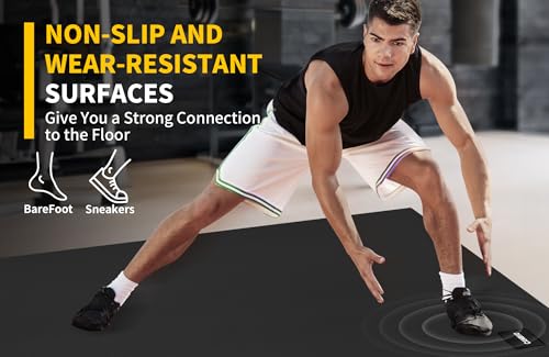 CAMBIVO 8'x6'/7'x5'/6'x4' Large Exercise Mat Workout Mat for Home Gym, 7mm - color: 7'*5' Black