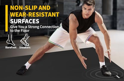 CAMBIVO 8'x6'/7'x5'/6'x4' Large Exercise Mat Workout Mat for Home Gym, 7mm - color: 7'*5' Black