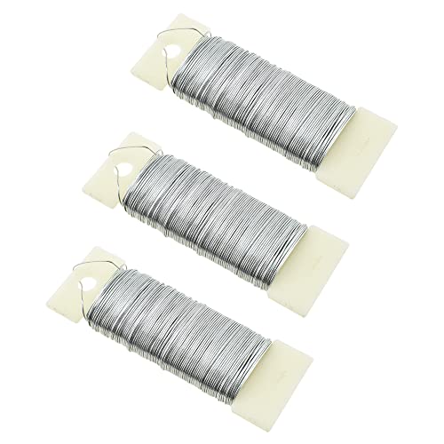 HAHIYO 22Gauge Silver Flexible Metal Floral Wire - 3 Rolls Total 115 Yards (345 Feet) for Crafts, Christmas Wreaths, Tree, Flower Arrangement, Bouquet Wrapping, Wedding DIY - color: Silver, size: 22Gauge-3P/115Yards