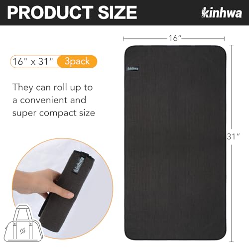 KinHwa Gym Towels - Absorbent Wicking Workout Towels, Quick Dry & Compact, Ideal for Yoga, Fitness, Treadmill or Indoor Bike - color: Dark-brown 280gsm, size: 16"x31"