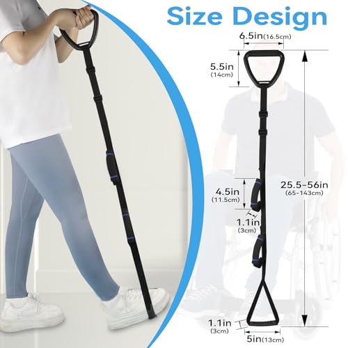 Long Leg Lifter with 2 Handgrips, Leg Lifter Strap with Large Foot Loop