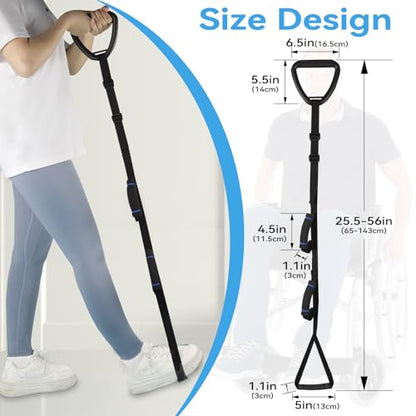 Long Leg Lifter with 2 Handgrips, Leg Lifter Strap with Large Foot Loop