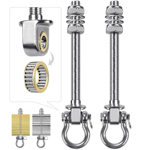Dolibest Swing Hangers with Bearing - 2 Pack Stainless Steel 304 Swing Hooks for Wood & Metal Beams, Ideal for Hanging Hammocks, Yoga Swings, Porch Swing, Boxing Bag 1500 LB Capacity -7''x M2/5'' - color: M10x7'' -2pcs