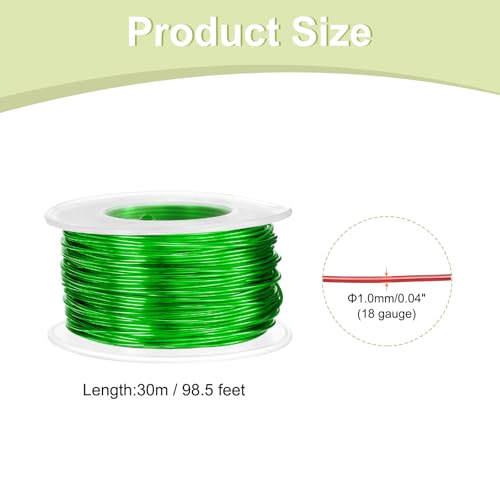 HARFINGTON 18 Gauge Aluminum Craft Wire 1.0mm 98.5ft Flexible Bendable Anodized Metal Jewelry Sculpting Wire for Jewelry Making Modelling Craft DIY, Green - color: Green, size: 30M x 1.0mm