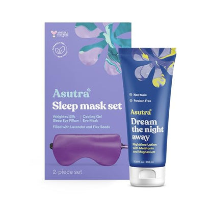 ASUTRA Dream Sleep Bundle - Purple Silk Eye Pillow Box Set and Dream The Night Away Lotion with Magnesium and Melatonin | Silk Eye Pillow Box Set and Dream The Night Away Lotion with Magnesium and Melatonin - color: Ultimate Sleep Bundle