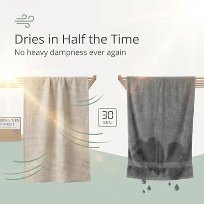 Pure 100% Linen Bath Sheet 35x70-inch - Waffle Weave - Quick Dry - color: Natural Linen, size: Bath Sheet