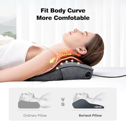 Boriwat Neck and Back Massager with Heat, 3D Kneading Shiatsu Massage Pillow for Neck, Back, Shoulders, Legs, Deep Tissue Relief for Sore Muscles, Home & Car, Great Gift for Women, Men, Mom, Dad