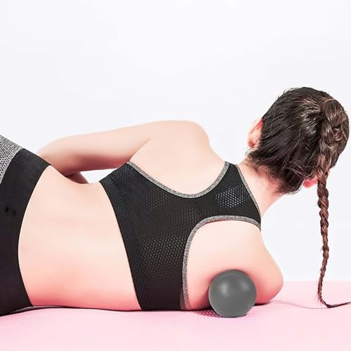 WOVTE Massage Lacrosse Ball for Sore Muscles, Shoulders, Neck, Back, Foot, Body, Deep Tissue, Trigger Point, Muscle Knots, Yoga and Myofascial Release (Grey) - color: Grey