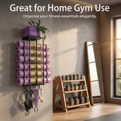 Yoga Mat Holder Wall Mount, Home Gym Storage Rack