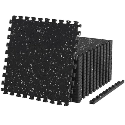 SunHome 0.56" Thick Rubber Top Gym Flooring for Home Gym, High Density EVA Foam Exercise Mats, Interlocking Gym Flooring for Home Gym, Protective Workout Mat, 24 x 24in - size: 24"L x 24"W x 0.6"Th