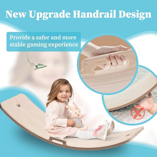 27 Inch Wooden Balance Board for Kids and Toddlers, Wobble Board with Rope