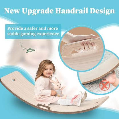 27 Inch Wooden Balance Board for Kids and Toddlers, Wobble Board with Rope