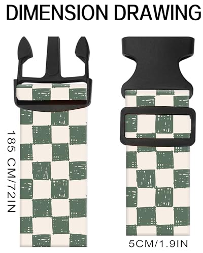 Luggage Straps for Suitcases, Adjustable Travel Belt, Durable Wide Luggage Strap, Cute Suitcase Strap Identifiers with Buckle, Bag Straps for Luggage, Green White Plaid - color: Green White Plaid