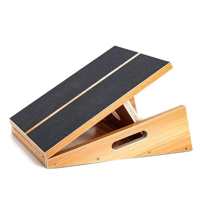 StrongTek Wooden Slant Board, Adjustable Incline, Side Handles, Non-Slip | Standard and XL Sizes, Full or Partial Non-Slip Surfaces, Side Carry Handle, Calf and Ankle Stretching, Squats and Rehab - style: full-coverage