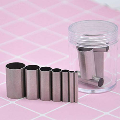 Clay Cutters,7Pcs Hole Hollow Punch Cutter Set Stainless Steel Indentation Round Circle Shape Cutters Mold Ceramics Dotting Baking Mold Cutter Punch Tools for Clay Pottery Craft with Storage Case(B2) | Stainless Steel Indentation Round Circle Shape Cutter