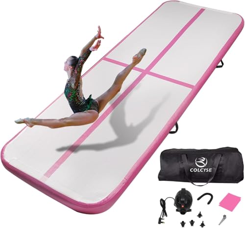 Inflatable Gymnastics Tumbling Mat, 4/8 Inch Thick 10/13/16/20/23FT Training Mat with Electric Air Pump, Non-Slip Waterproof PVC for Home Gym Outdoor Cheerleading Yoga Taekwondo - color: Mint Green, size: 16.4ft*3.3ft*4in(5*1*0.1M)
