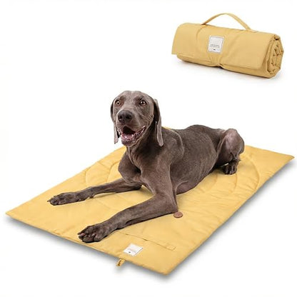 Lightly Padded Roll-Up Travel Dog Mat Settle & Place Training - color: Yellow, size: Medium(37.4"x25.6")
