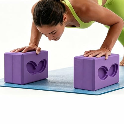 2 Pcs Large Yoga Blocks, Rabbit ear patterned yoga blocks,Supportive Latex-Free Eva Foam - Soft Non-Slip Surface with Beveled Edges for Yoga, Pilates, Meditation - Yoga Accessories for Stability, Balance, Deepen Stretches,yoga blocks set
