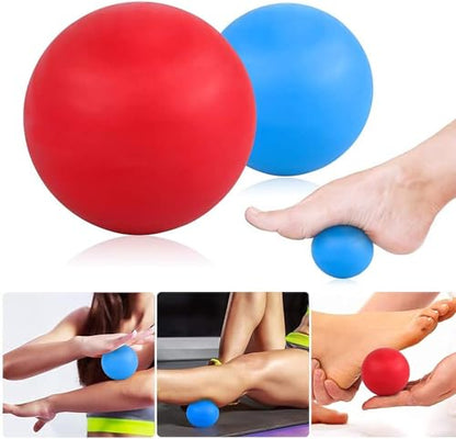 WOVTE Massage Lacrosse Ball for Sore Muscles, Shoulders, Neck, Back, Foot, Body, Deep Tissue, Trigger Point, Muscle Knots, Yoga and Myofascial Release (Blue) (Blue Red) - color: Blue Red
