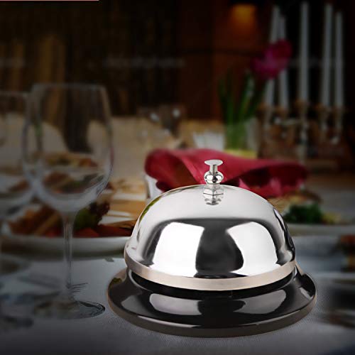 HeeYaa Call Bell 3.3 Inch Diameter with Metal Anti-Rust Construction, Ringing, Desk Bell Service Bell for Hotels, Schools, Restaurants, Reception Areas, Hospitals, Warehouses(Silver)