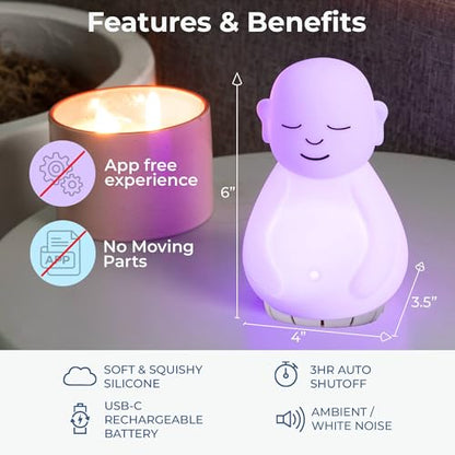 Mindsight 'Original Breathing Buddha' Guided Visual Meditation | 3 Modes to Slow Your Breathing & Calm Your Mind | Stress & Anxiety Relief | Wellness Gift | Adults, Kids, Classrooms | USB Rechargeable - size: Buddha (Sound)