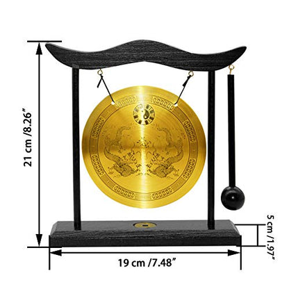 Hooshing Brass Gong Desktop Zen Art Feng Shui Decor, Dragon Pattern - style: Double Dragon