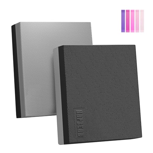 HAPBEAR Exercise Balance Pad - 15"x12" Non-Slip Textured Bottom Stability Training Mat - 2.25" Thick Soft Cushioned Foam for Physical Therapy, Core Training & Home Workouts - color: Gray/Black-2PC