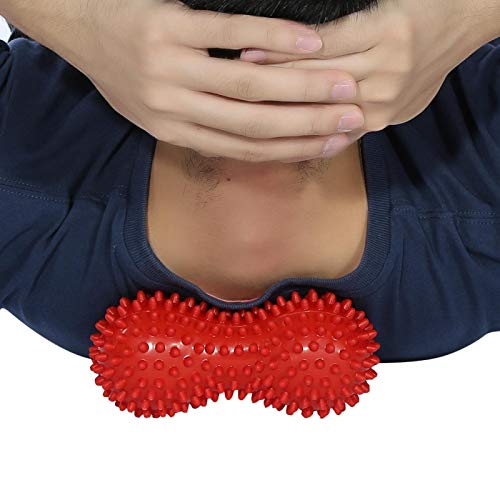 Agatige Double Peanut Massage Lacrosse Ball, Spiky Therapy Ball for Leg Back Shoulder Muscle Release Relief Deep Tissue Massage Yoga Ball for Yoga, Pilates, Tennis(#1 Red) - color: #1