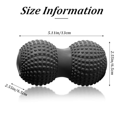 Peanut Massage Ball for Deep Tissue, Trigger Point Therapy, Myofascial Release – Double Lacrosse Foam Roller for Back, Neck, Foot, Muscle Relief, Yoga & Physical Recovery (Black) - color: Black