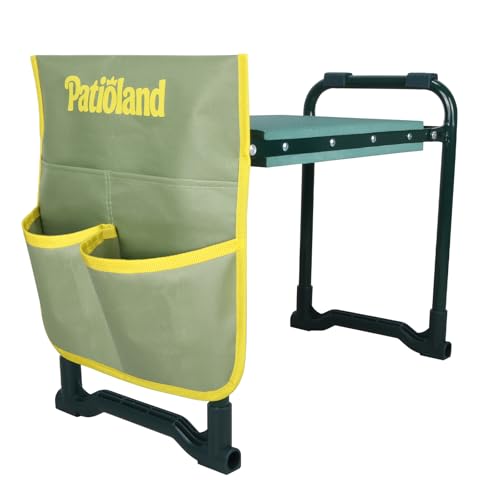 Garden Kneeler and Seat, Gardening Workseat with Tool Pouch - color: Green-modle a