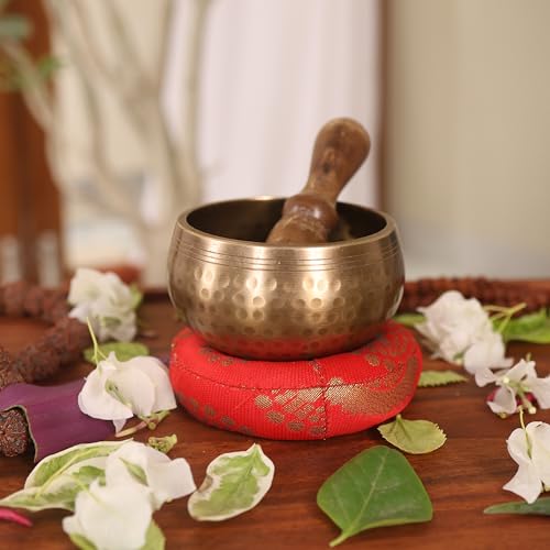 Tibetan Singing Bowls Set - Meditation Sound Bowl Stress Relief Tool and Spiritual Decor for Yoga Mindfulness, Healing & Chakra balancing Relaxation by Himalayan 3.5"