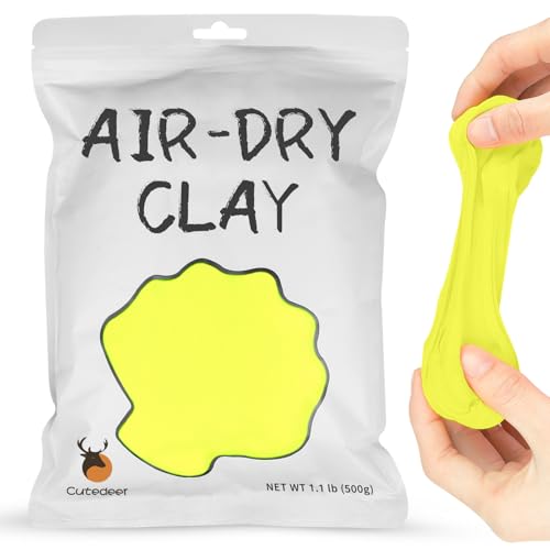 Cutedeer Yellow Air Dry Clay, 1.1lb Foam Modeling Clay, Soft Squishy Molding for Kids Adults, Arts & Crafts Project Slime Supplies(1.1lb - 1 Pack, Yellow) - color: Yellow, size: 1.1lb - 1 PACK