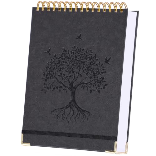 Blank Notebook 8.5" x 11", Hardcover Sketchbook Sketch Pad, No Bleed Paper | 300 Blank Page Top Spiral Notebook, Lay Flat, Durable Unlined Journal for Women Men Kids Journaling Sketching with Pen Pencil - color: Black, size: 8.5” x 11”