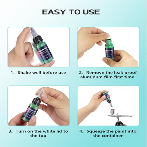 Airbrush Paint 24 Colors, Ready to Spray Airbrush Paint Set, Water-Based Acrylic Air brush Paints for Metal, Plastic Models, Canvas, Wood, 0.67 Fl Oz/20ml - color: 24 Colors