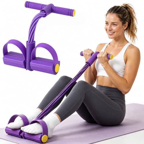 8-Tube Foot Pedal Resistance Band with Handles for Home Exercise