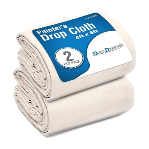 Pack of 2: All Purpose Drop Cloth Cotton Tarp 4x6 Large Canvas Tarp for Art Supplies, Drop Cloth for Painting Supplies/Paint Canvas Fabric or Couch Cover and Furniture Cover from Paint - size: 4ft x 6ft Pack of 2