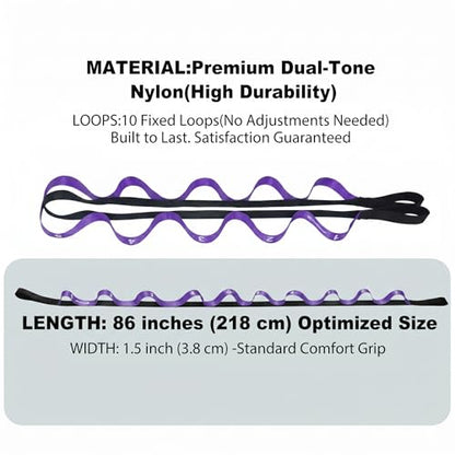 Acozycoo Stretching Strap with Loops for Physical Therapy,Knee,Calf,Back - color: Purple, size: Length: 86 Inch, Width: 1.5 Inch