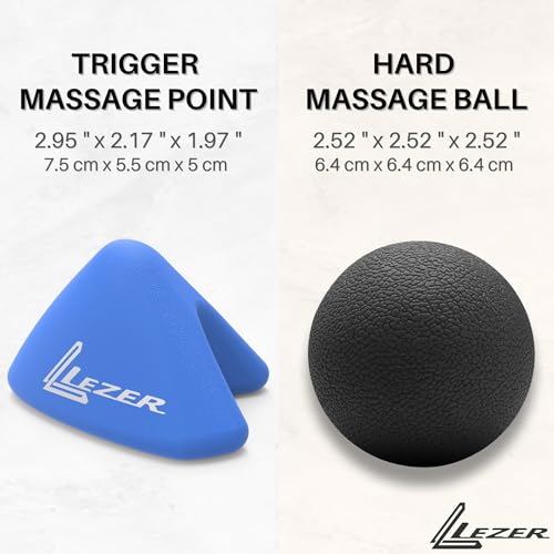 LEZER, Trigger Massage Point, Manual Massage Ball, Muscle Knots Relief Tool, Myofascial Release, Physical Therapy, Plantar Fasciitis, Set of 2 (Blue Trigger and Black Ball) - style: 08 - Trigger Blue + Hard Ball