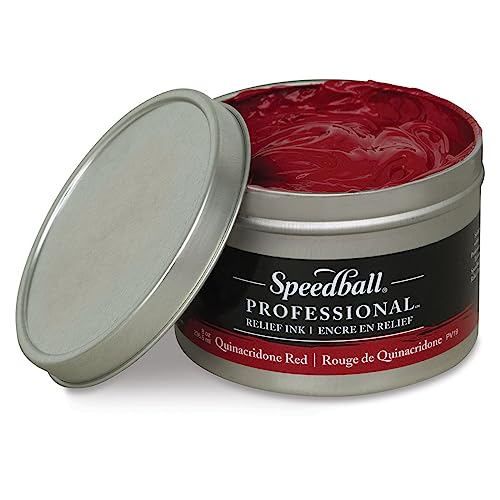 Speedball Professional Relief Ink Quinacridone Red 8OZ - color: Quinacridone Red, size: 8 fl oz