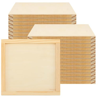 30 PCS 6 x 6 inch Wood Canvas, Blank Square Canvas for Painting, Unfinished Wooden Canvas Board for Painting DIY Craft Projects - size: 6 x 6 inch