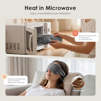 MORLIDEN Heated Eye Mask for Dry Eyes & Stye - Microwavable Warm Compress | For Blepharitis, Chalazion, MGD-Lightweight, No Heavy Pressure-Reusable Moist Heat Mask with Natural Flaxseed(Grey) - color: Steel Grey