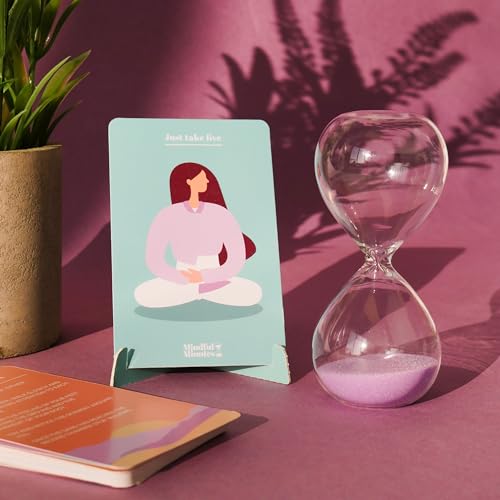 Gift Republic Mindful Minutes Meditation Cards and 5 Minute Sand Timer Calming Meditation Gift Mindfulness Self-Care Affirmation Anxiety Relief Gift