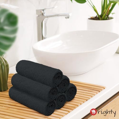 Orighty 6-Pack Black Hand Towels, 16x28 inch Microfiber Gym Towels - color: Black, size: Pack of 6