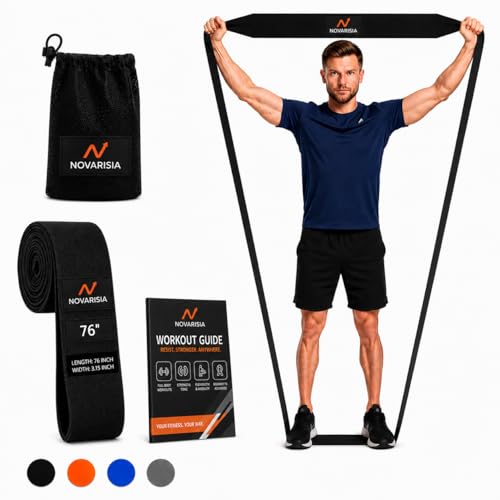 76 Inch Fabric Resistance Band for Strength Training, Mobility, and Stretching, Non-Slip Workout Band for Athletes, Home Gyms, Yoga, and Physical Therapy - color: Black