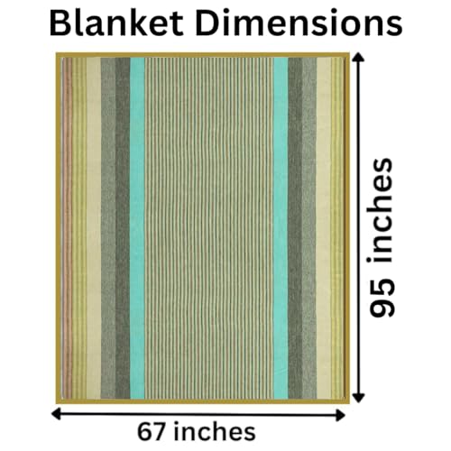 DAVLINA, Alpaca Wool Throw Blanket | Super Soft, Lightweight, Breathable and Hypoallergenic | Non-Itchy or Scratchy (Green Gray Varicolored, Striped) - color: Green Gray Varicolored