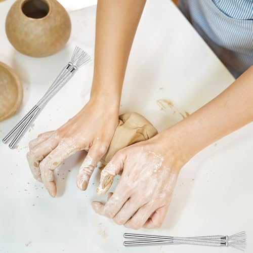 4 Pcs Ceramic Tools Polymer Clay Wire, Ymapinc Feather Wire Scoring Tool Pottery Tools Clay Needle Ceramics Texture Tool for Ceramic Sculpting Texturing Modeling Scoring Pottery Supplies
