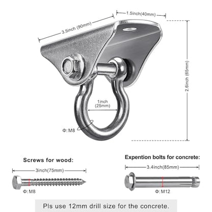 BeneLabel 4Pack Stainless Steel Swing Hanger Ceiling Mount 1000 LB Capacity 180° Swing Swing Hardware for Swing Seat, Yoga, Heavy Bag, Porch Swing, Hanging Chair with 8 Screws and 8 Expansion Bolts - color: 180° Swing(4 Pack)
