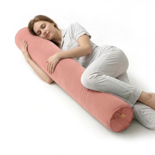 Body Pillow for Adults,Long Round Pillow,Big Cylindrical Pillow,Large Full Bolster Pillows for Side Sleepers (Blush Pink, 47.24"*7.87") - color: Blush Pink, size: 47.24"*7.87"